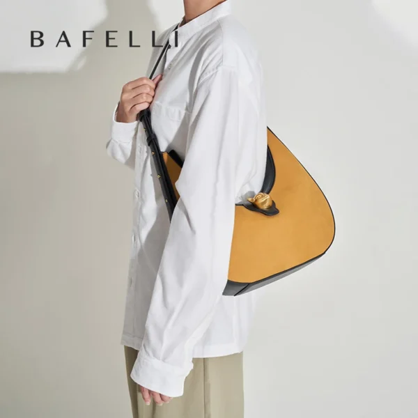 BAFELLI 2025 nouveau sac à main pour femmes série chat en cuir véritable marque de luxe mode rétro STYLE épaule HOBOS sacs à rabat femme – Image 2