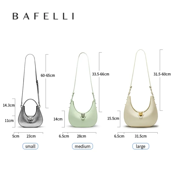 BAFELLI 2025 nouveau sac à main pour femmes série chat en cuir véritable marque de luxe mode rétro STYLE épaule HOBOS sacs à rabat femme – Image 5