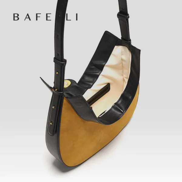 BAFELLI 2025 nouveau sac à main pour femmes série chat en cuir véritable marque de luxe mode rétro STYLE épaule HOBOS sacs à rabat femme – Image 6