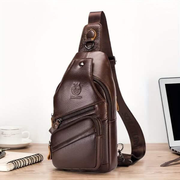 Sac Bandoulière Vintage en Cuir Authentique pour Femme - Bande Réglable & Accessoires Dorés, Fermeture Éclair, Doublage Intérieur, Marron Café/Marron/Noir - Sac à Main Elégant et Polyvalent Pour Tous les Jours, Déplacements ou Soirées Officielles. Portefeuille Durable Facile d'Entretien avec Style Rétro Et Finition Or, Sacs Tendance pour Femmes,Sacs à Main pour Femmes Sac Bandoulière,Sac Bandoulière pour Femmes de Haute Qualité,Sacs à main pour femmes, – Image 2