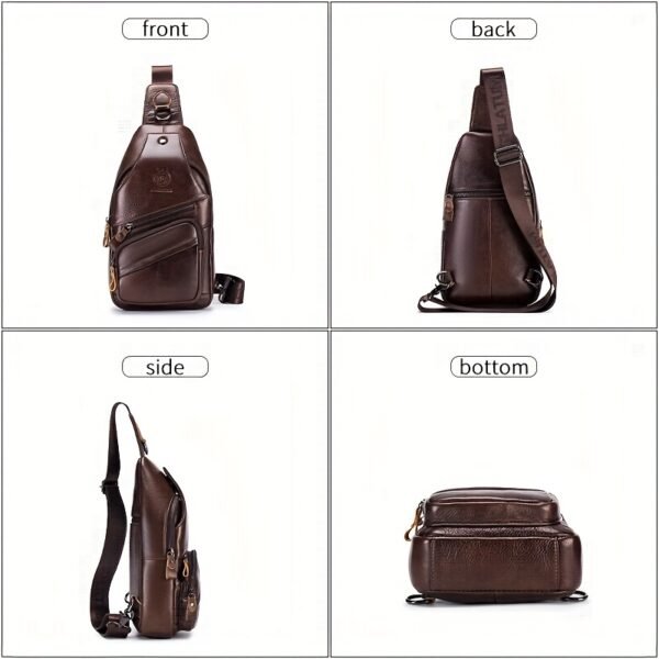 Sac Bandoulière Vintage en Cuir Authentique pour Femme - Bande Réglable & Accessoires Dorés, Fermeture Éclair, Doublage Intérieur, Marron Café/Marron/Noir - Sac à Main Elégant et Polyvalent Pour Tous les Jours, Déplacements ou Soirées Officielles. Portefeuille Durable Facile d'Entretien avec Style Rétro Et Finition Or, Sacs Tendance pour Femmes,Sacs à Main pour Femmes Sac Bandoulière,Sac Bandoulière pour Femmes de Haute Qualité,Sacs à main pour femmes, – Image 3